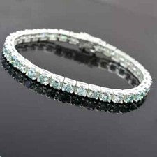 Brazalete de tenis unisex de diamantes azules tratado certificado - ¡Gran brillo y brillo!