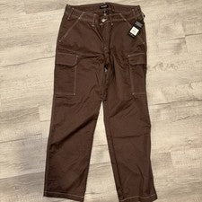 NUEVO Pantalones cargo True Religion para hombre 32 (35x30) bolsillos con solapa marrón 0045