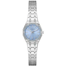 Guess Reloj Mujer Cuarzo Esfera Azul Hielo Tono Plata Acero Pulsera GW1010L1