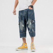 Pantalones Cortos Cortos de Verano Para Hombre Agujero Rasgado Desgastados Denim Jean Pantalón Clásico