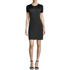 Vestido Suéter Rag & Bone Para Mujer W272647XG Talla L Negro Gwen Manga Corta Nuevo con Etiquetas