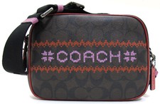 NUEVO Auténtico Bandolera COACH Fair Isla PVC Firma DEMPSEY Marrón/Rojo C1541