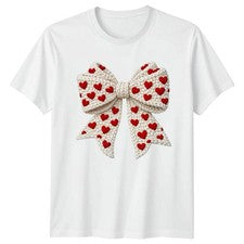 Grueso Lazo Tejido Con Rojo Mujer Camiseta Prendas de Punto San Valentín Día