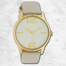 Oozoo Mujer Pulsera Reloj Relojes Analógico Cuero Gris Claro