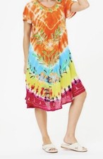 Mujeres Verano Solero Paraguas Tie Dye Estampado Floral Playa Resort Ropa Boho