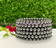 "Lote al por mayor de 6 piezas pulsera elástica curativa de cristal de hematita natural 6 mm 7,5"""