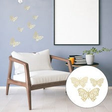 Calcomanía de pared creativa 3D para decoración de pared de mariposas 12 un.