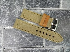 CORREA DE CUERO DE LONA GRANDE 22 mm Correa de reloj E Light KHAKI puntada de cobre BREITLING