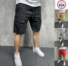 Pantalones Cortos de Carga Chinos Informales para Hombres Pantalones para Correr Pantalones Bolsillo Deporte Verano Gimn