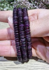 Pulsera de cuentas de donut de cristal granate 6,6 mm joyería elástica elástica