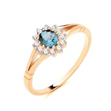 Anillo racimo halo ovalado aguamarina simulada oro amarillo de 9 quilates sobre plata talla J-U
