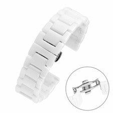 Correa de reloj de cerámica negra/blanca 18/20/22 mm pulsera de repuesto hebilla de mariposa