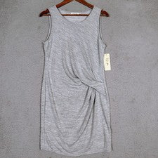 Vestido estilo RD drapeado para mujer L gris tejido elástico sin mangas ceñido al cuerpo clásico nuevo con etiquetas