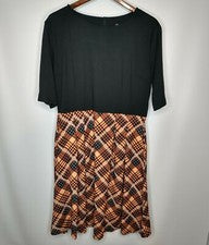 Vestido de moda negro superior marrón a cuadros inferior para mujer vestido de una pieza