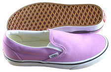 Zapatos clásicos de lona Vans para mujer sin cordones púrpura orquídea blanco verdadero talla 8,5 nuevos en caja