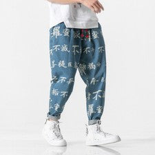 Primavera Nuevos Hombres Hip-Hop Informales Impresión de Texto Estilo Chino Pantalones Harén Sueltos