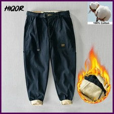 Pantalones cargo de invierno HIQOR para hombre cálidos gruesos pantalones al aire libre monos sueltos para hombre