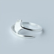 Ring Ginkgo Blatt bis zu 57 verstellbar Silber 925 offen Damen Mädchen