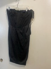 Moda Nova Juniors L Mujer S 32” Negro Satén Sin Tirantes Corsé Mini Vestido Nuevo con Etiquetas