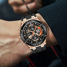 43MM LIGE Reloj Militar Cuarzo Buzo Hombre Silicona 30M Impermeable Luminoso NUEVO