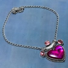 Collar de plata de ley 925 con piedras preciosas de kuncita púrpura 18" H395