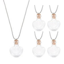 Collar 5 Piezas Vial, Acero Inoxidable Vidrio Corazón Perfume Botella 27mm, Transparente