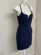 Mini Vestido Trixxi Para Mujer Azul Marino Sin Mangas Cuello en V Espalda Abierta s 1