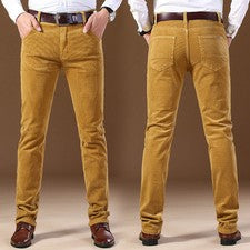 Pantalones rectos elásticos de pana de otoño para hombre pantalones informales sueltos pantalones de negocios