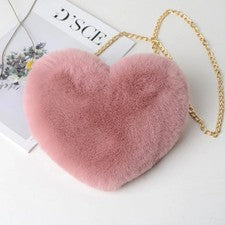 Bandolera de piel sintética en forma de corazón para mujer con cadena de felpa Bolso de hombro Reino Unido
