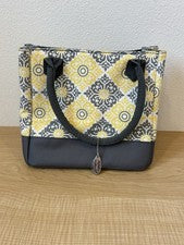 "Enfriador de bolso de almuerzo de moda mediano FIT-FRESCO | Diseño gris y amarillo 9"" X 11"" X 7"""