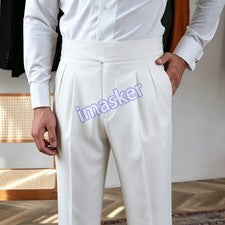 Pantalones de vestir estilo italiano para hombre Nápoles informales negocios fiesta pantalones rectos talla