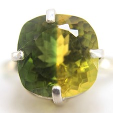 Anillo de plata 925 piedras preciosas de esfena/titanita bicolor de 5,19 Gm joyería de regalo