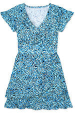 Mini vestido para mujer PEP estampado floral con volantes - pequeño - azul tropical