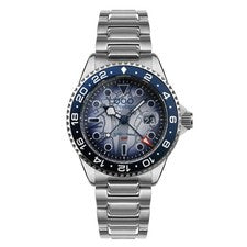 Out of Order LONDRA BIG BEN Acciaio Swiss Made GMT Quarzo Blu Data Orologio Uomo