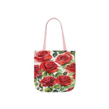 Bolso de Hombro de Lona Rosas Rojas Grandes Flores Patrón Acuarela