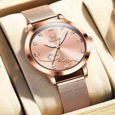 OLEVS Mujer Reloj Pulsera Cuarzo Genuino Lujo Impermeable Luminoso Metal Reloj