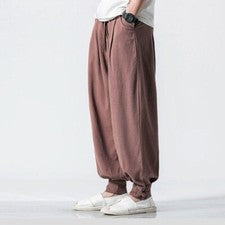 Hombres Pantalones Informales Estilo Chino Pantalones Bloomers Kung Fu Pantalones de Entrenamiento Verano