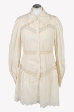 Vestido mujer Designers Remix talla 38 crema NUEVO algodón vestido camisero