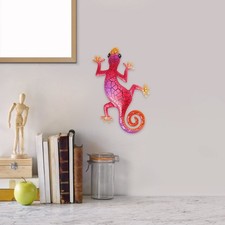 3 Piezas Decorativo Metal Gecko Artes de Pared Vintage Hogar Adorno Colgante de Pared