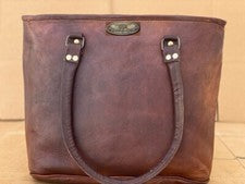 Bolso de hombro de cuero vintage hecho a mano de 16 pulgadas para mujer (bols...