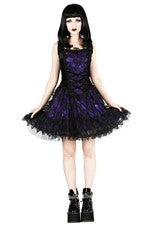 Minivestido Siniester Paisley púrpura rosa
