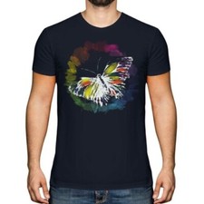 Mariposa Acuarela Moda Hombre Camiseta Estampada Bonito Precioso Feminine