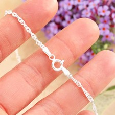 Collar de cadena Singapur de 2 mm de plata esterlina 925 maciza para dama 18 20 22 24 pulgadas