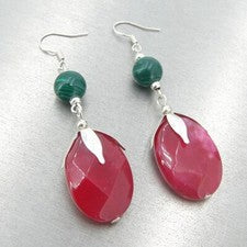 BAILYSBEADS Malachit & Rubin Ohrringe Damen Ohrhänger 925 Sterling Silber