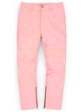 Pantalón de Cuero ROSADO 100% Piel de Cordero Genuina ESTILO VAQUERO MOTERO Causal para Hombre