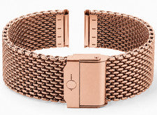 Correa de malla de acero inoxidable macizo de 18 mm BandOh | Correa de reloj de oro rosa cierre Si