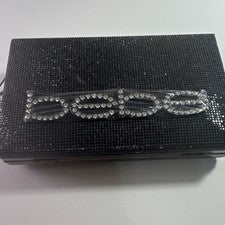 Bolso de hombro bebe negro con correa de cadena de cristal para mujer fiesta diseñador bolso de mano