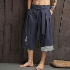 Pantalones informales de verano estilo tradicional nuevo kimono japonés estampado para hombre