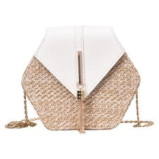 1 Pieza Bolso de Moda Tejido Mujer Bolso Cadena Hombro Bandolera Playa Cadena Bolso