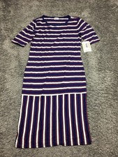 Vestido Lularoe Julia Mujer Talla Mediana Azul Rojo Blanco Rayas Elástico